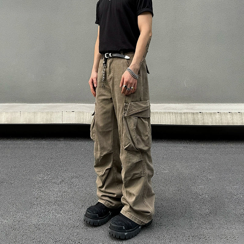 Khaki Denim Cargo Pants