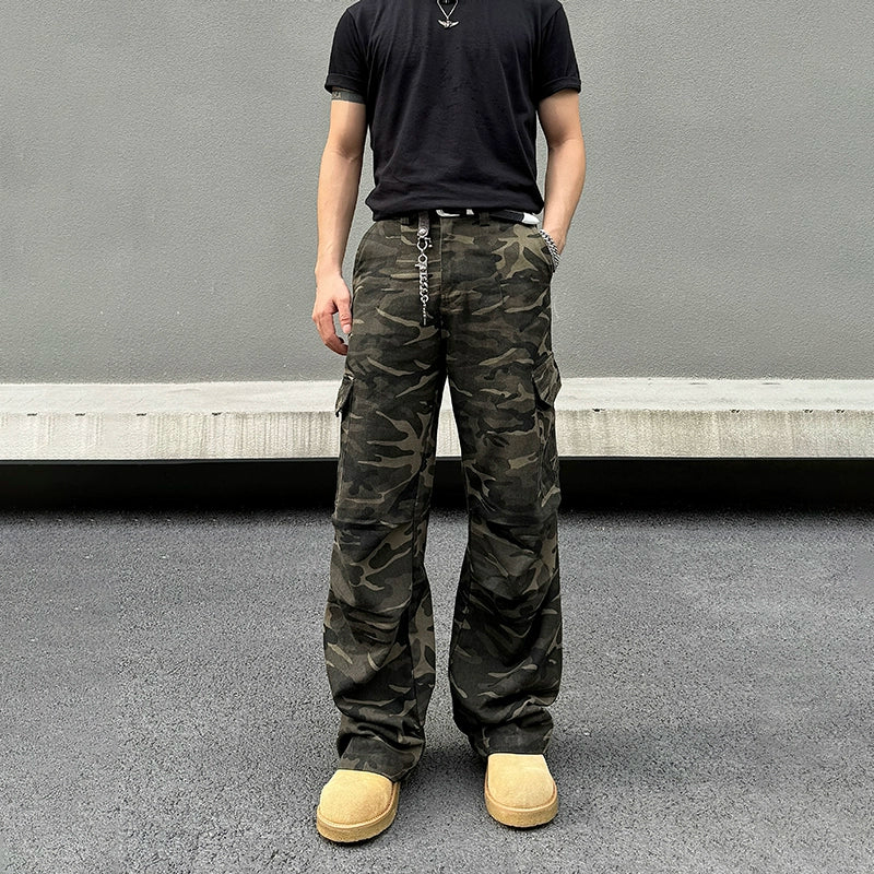 Loose Fit Cargo Camouflage Pants