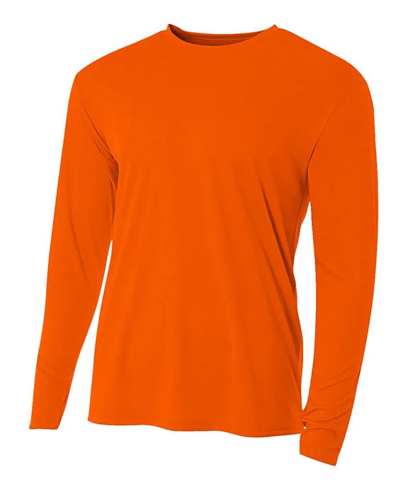 N3165 - A4 Mens Cooling Performance Long Sleeve T-Shirt | Safety Orange