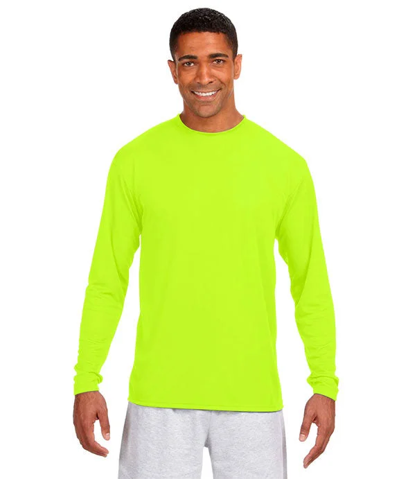 N3165 - A4 Mens Cooling Performance Long Sleeve T-Shirt | Safety Yellow