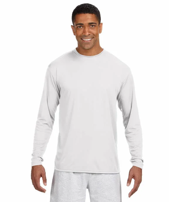 N3165 - A4 Mens Cooling Performance Long Sleeve T-Shirt | White