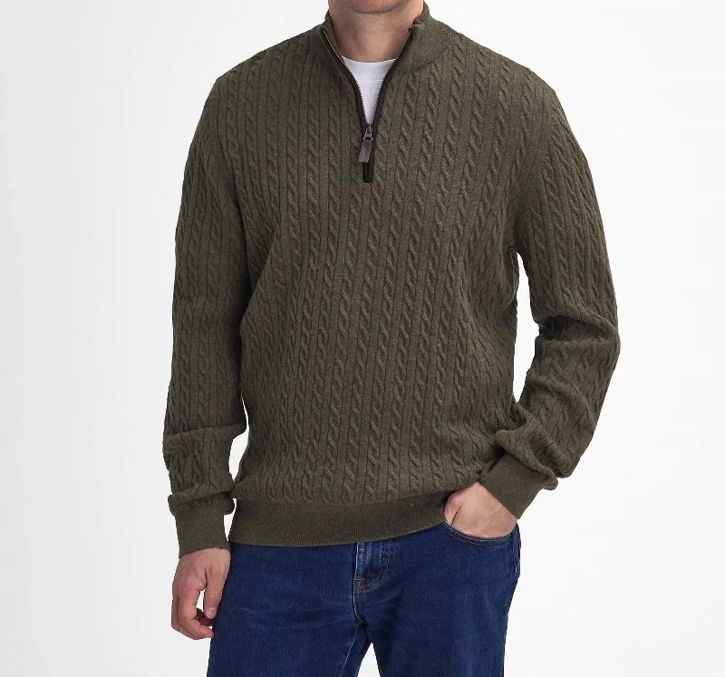 Ramsden Half Zip Knitted Jumper In Ivy Green