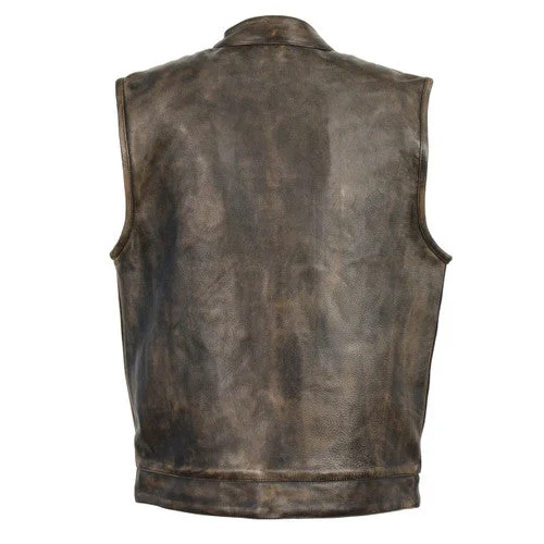 Men's Distressed Brown Club Style Vest 3510.09